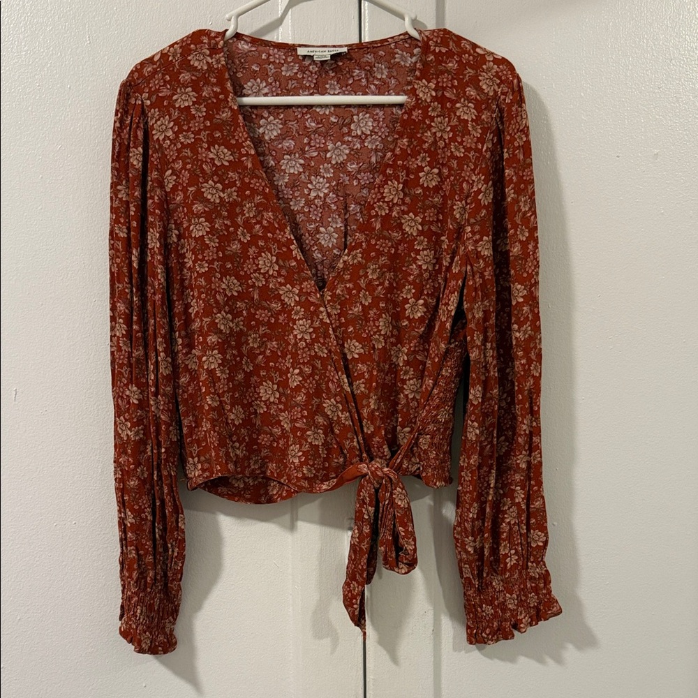 American Eagle Outfitters Rust Floral Blouse